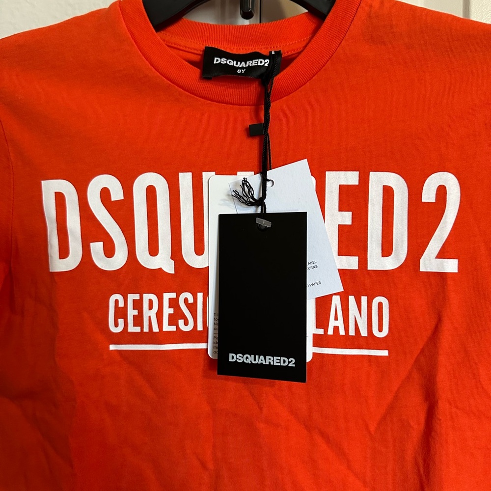DSquared2 Orange Tee Size 8 Basic Graphic T Shirt UNISEX kids